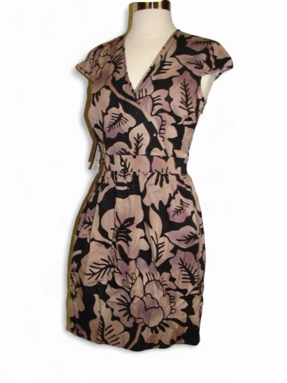Mark New York Floral Dress Cap-Sleeve Dress in Blush and Black